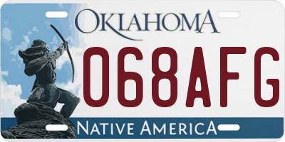 OK license plate 068AFG