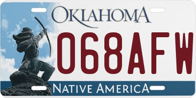 OK license plate 068AFW