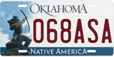 OK license plate 068ASA