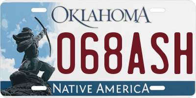 OK license plate 068ASH