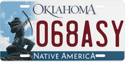 OK license plate 068ASY