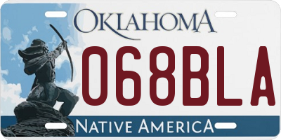 OK license plate 068BLA