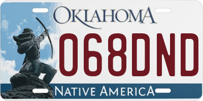 OK license plate 068DND