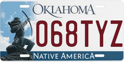 OK license plate 068TYZ