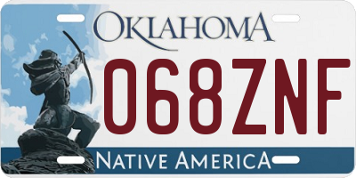OK license plate 068ZNF
