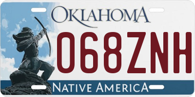 OK license plate 068ZNH