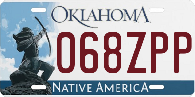 OK license plate 068ZPP