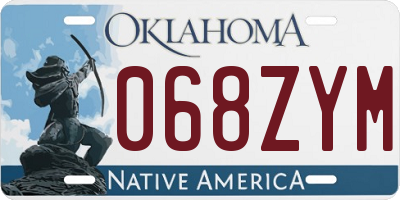 OK license plate 068ZYM