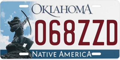 OK license plate 068ZZD