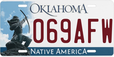 OK license plate 069AFW