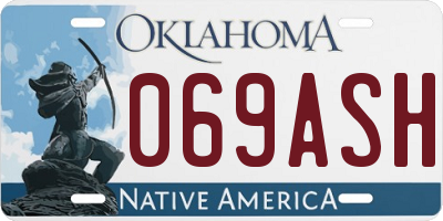 OK license plate 069ASH
