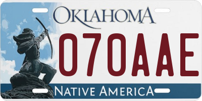 OK license plate 070AAE