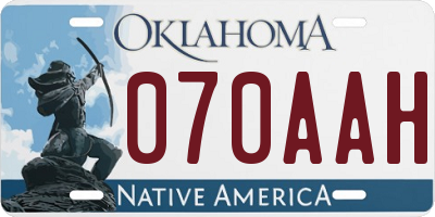 OK license plate 070AAH