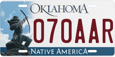 OK license plate 070AAR