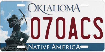 OK license plate 070ACS