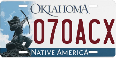 OK license plate 070ACX