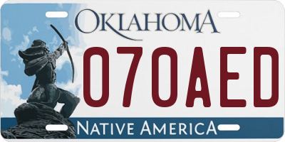 OK license plate 070AED