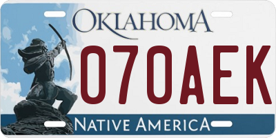 OK license plate 070AEK