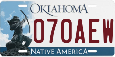 OK license plate 070AEW