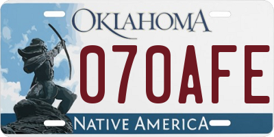 OK license plate 070AFE