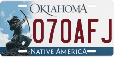 OK license plate 070AFJ