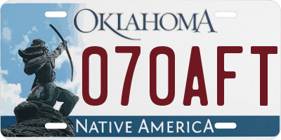 OK license plate 070AFT
