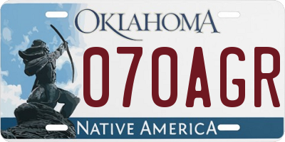 OK license plate 070AGR