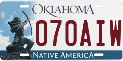 OK license plate 070AIW