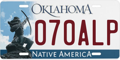 OK license plate 070ALP