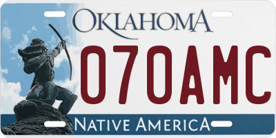OK license plate 070AMC