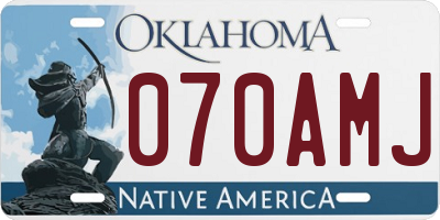 OK license plate 070AMJ
