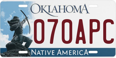 OK license plate 070APC