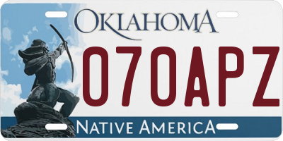 OK license plate 070APZ