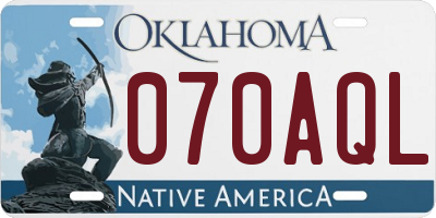 OK license plate 070AQL