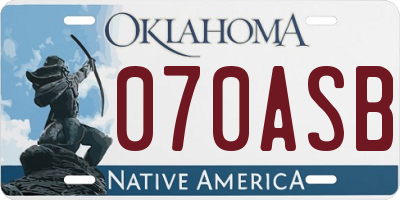 OK license plate 070ASB