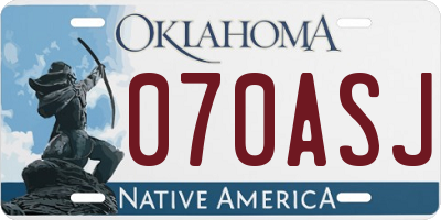OK license plate 070ASJ