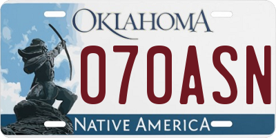OK license plate 070ASN