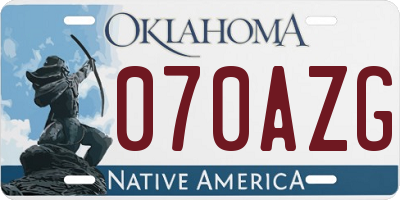 OK license plate 070AZG