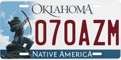 OK license plate 070AZM