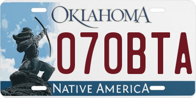 OK license plate 070BTA