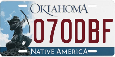 OK license plate 070DBF
