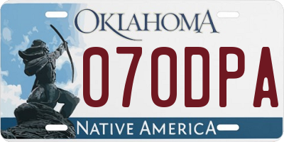 OK license plate 070DPA