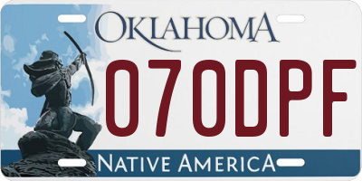 OK license plate 070DPF