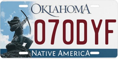 OK license plate 070DYF