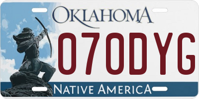 OK license plate 070DYG