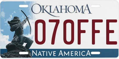 OK license plate 070FFE