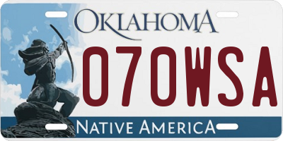 OK license plate 070WSA