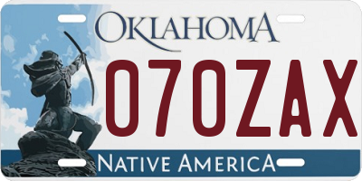OK license plate 070ZAX
