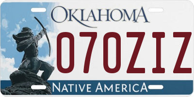 OK license plate 070ZIZ