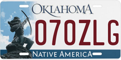 OK license plate 070ZLG